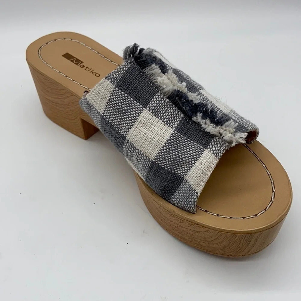Matiko Plavia Fringed Gingham Slides -Euro 37 US 6
